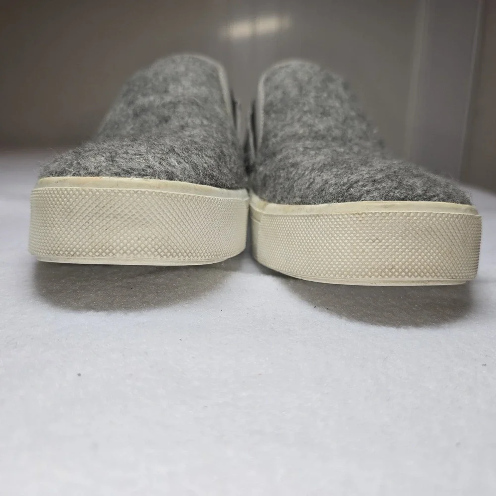 Vince Knit Leather Sneakers Gray Slip-On Shoes Textured Casual Preppy Womens 7.5